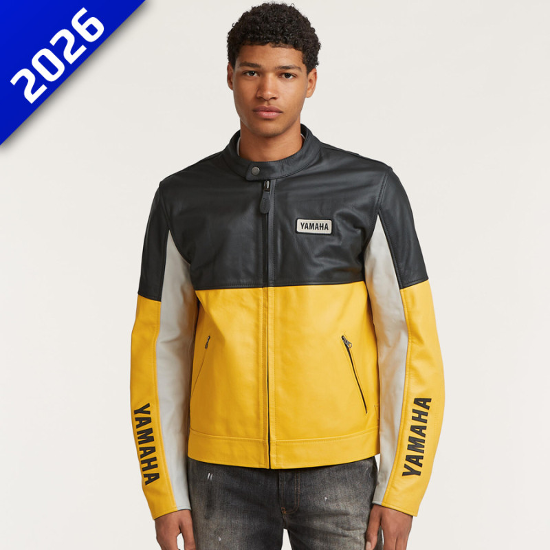 Veste en cuir moto Yamaha Faster son