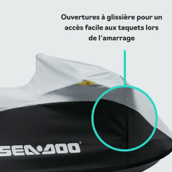 Ouverture à glissière de bâche Sea-Doo pour jet ski donnant accès aux taquets d'amarrage