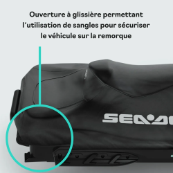 Ouverture à glissière de bâche Sea-Doo donnant accès au sangles