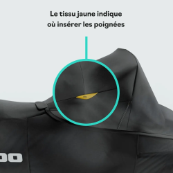 Repère jaune d'une housse sea-doo indiquant ou insérer les poignées d'une motomarine