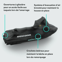HOUSSE SEA-DOO RXT, RXT-X, GTX, WAKE PRO (2018 +) SANS SUSPENSION AVEC PARE-BRISE TOURING