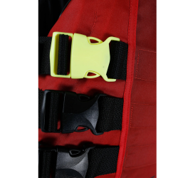 ZOOM SUR LES ATTACHE COTE LATÉRAL DU GILET ROUGE