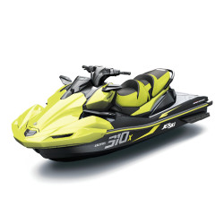 Un Jet ski Kawasaki Ultra 310X 2026 couleur jaune neon et noir ebony sur fond blanc