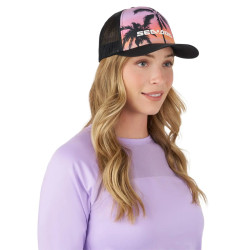 Face avant casquette à filet palm unisexe sea-doo noir portée par une femme