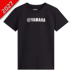 T-Shirt Noir Yamaha Paddock Essentials - Vue de face pour garçon et fille