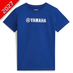 T-Shirt Bleu Yamaha Paddock Essentials - Vue de face pour garçon et fille
